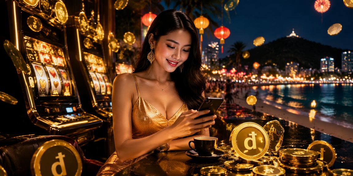 Người chơi thưởng thức slot game bên ly cà phê tại Vũng Tàu